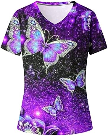 Bayanlar Yaz Sonbahar Grafik T Shirt Yumuşak Rahat Giysiler Kısa Kollu V Boyun Pamuk Salonu Üst Gömlek Genç Kızlar için 2G