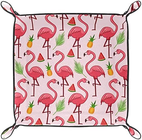 Lyetny Pembe Flamingolar Ananas Desen Organizatör Tepsi saklama kutusu Başucu Caddy Masaüstü Tepsi Değişim Anahtar Cüzdan