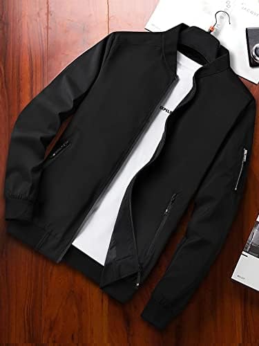 Erkekler için Ceketler Ceketler Erkekler Fermuarlı Cep Bombacı Ceket Erkekler için Ceketler (Renk: Siyah, Boyut: X-Large)