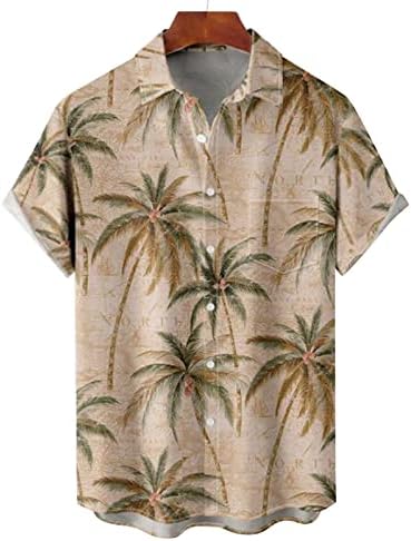 YHAIOGS Uzun Kollu Düğme Aşağı Erkek Baskılı Gömlek Kısa Kollu Düğme Aşağı Plaj Gömlek Gömlek Adam Artı Boyutu T