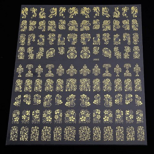 Sıcak Kız 108 Adet 3D Goldn Çiçek Nail Art Etiketler Çıkartmaları Damgalama DIY Tırnak Dekorasyon Araçları