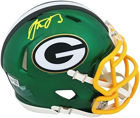 Aaron Rodgers İmzalı Green Bay Packers FLASH Riddell Hızlı Mini Kask - (Fanatikler) - İmzalı NFL Mini Kasklar