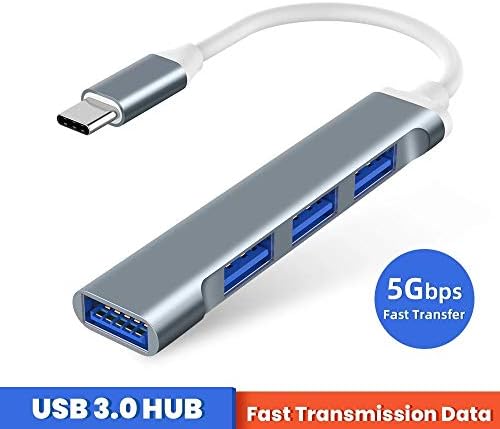 WSSBK 4 in 1 HUB Tip-C USB 3.0 HUB Yerleştirme İstasyonu Hub 5GBPS Hızlı Hızlı Verici USB Tip C Adaptörü (Renk: Gri)