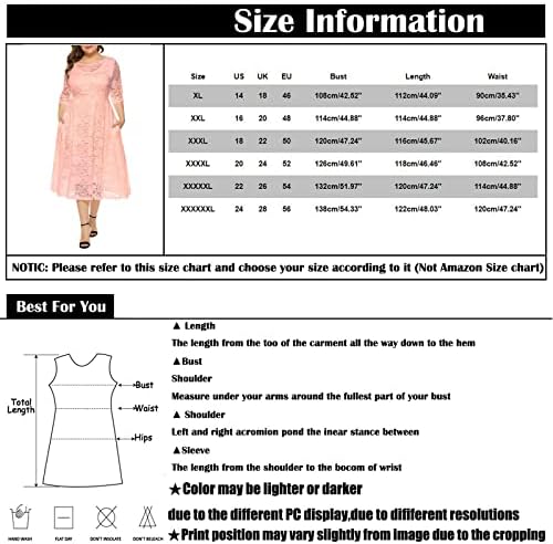 Fragarn Yaz Maxi Elbise, kadın Mizaç Üç Çeyrek Kollu Dantel Rahat Düz Renk O-Boyun Artı Boyutu Elbise