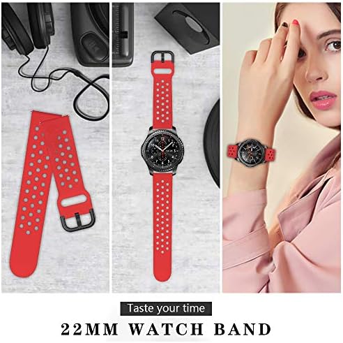 iBazal Galaxy Watch 46mm Bant Silikon 22mm Samsung Gear S3 Frontier Classic ile Uyumlu, Huawei Watch GT / GT 2 46mm, Ticwatch