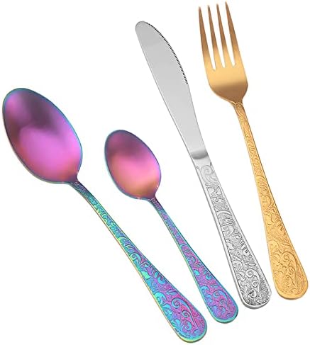 Altın Gümüş Set modern 24 Parça Prim Paslanmaz Çelik Sofra Takımı Setleri için 6 Narin Bıçaklar Çatal ve Kaşık Çatal Ev Mutfak