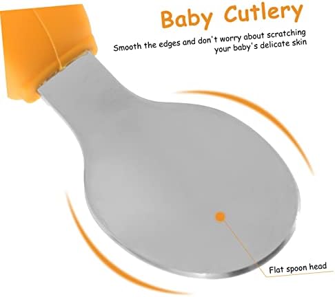 Toyvian Çatal Kaşık Toddler Çatal Silikon Gereçler Dinlenme 1 Takım 2 adet Paslanmaz Çelik Bebek Kaşık Eğitim Sofra Bebek