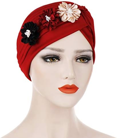 Şapkalar Bere Şapka Kap Kadınlar için, Kadınlar Katı çiçekli şapka Müslüman Fırfır Türban Wrap Kap Beyzbol Kapaklar Sert