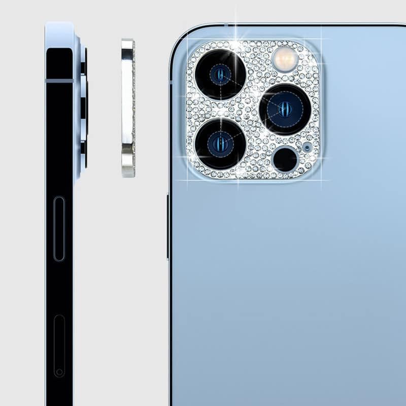 Iphone ile Uyumlu LUVİ 14 Pro / 14 Pro Max Kamera Lens Koruyucu Bling HD Temizle Temperli Cam Tam Kapsama Kamera Ekran Metal