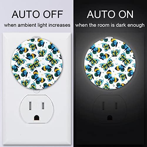 2 Paket Plug-in Gece Lambası LED Gece Lambası Mavi Kelebekler Alacakaranlıktan Şafağa Sensörü Çocuk Odası, Kreş, Mutfak,