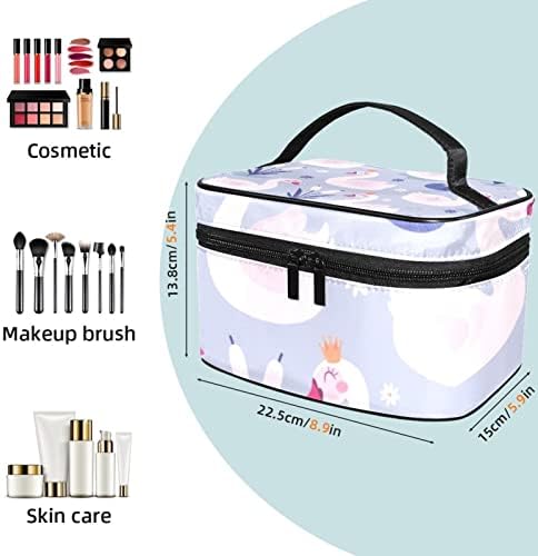 Zarif Kuğu Gülümseme Taç Mor Bitki Makyaj Çantası Kozmetik Seyahat Çantası makyaj çantası Makyaj Organizatör Kadınlar için