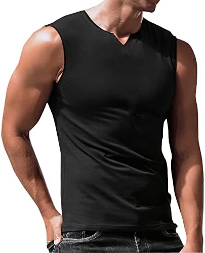 Erkek V Boyun Kolsuz Tank Top-Hafif Atletik Düz Renk T-Shirt Fitness Egzersiz Vücut Geliştirme Kas Tee Tops