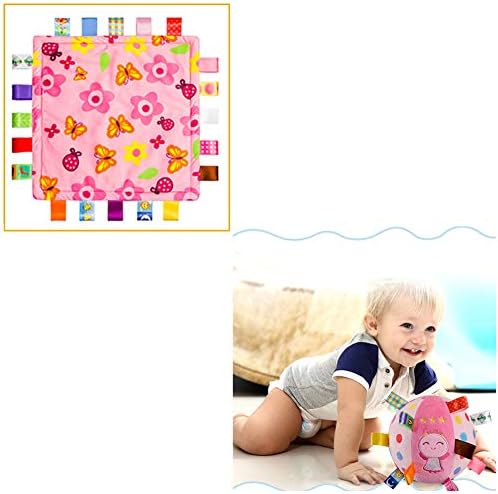 Inchant Taggies Karakter Battaniye Bebek Kız Bebek Güvenlik Battaniyesi Pembe Çiçek ve Taggies Oyuncak Top Renkli Kurdele