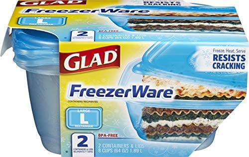 Gladware Freezerware Gıda Saklama Kapları, Günlük Kullanım için Büyük | Dikdörtgen Gıda Saklama Kapları / Dondurucu için