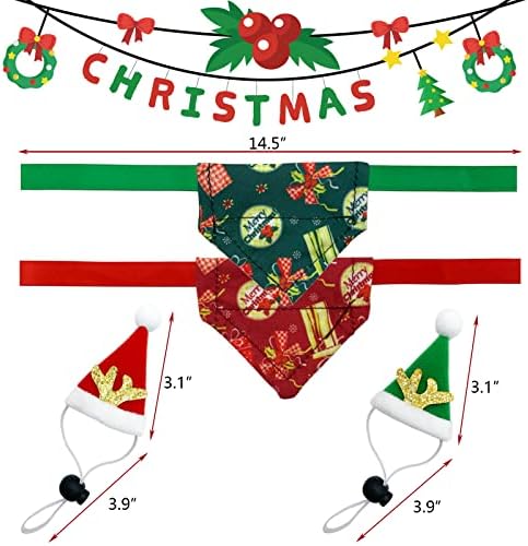Vehomy 4 Pcs Noel Sakallı Ejderha Kıyafet Sakallı Ejderha Noel Baba Şapka Geyik Boynuzları ile Noel Sakallı Kertenkele Bandanalar