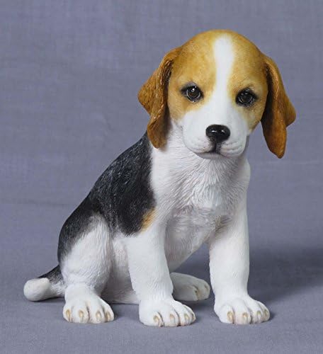 4.25 İnç Beagle Yavrusu Oturan Dekoratif Heykelcik, Kahverengi ve Beyaz
