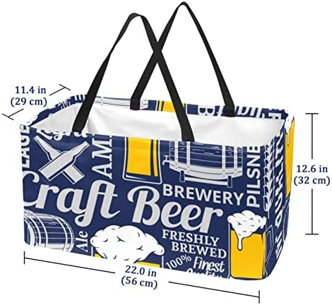 Yeniden kullanılabilir alışveriş sepeti Mavi Bira Yaratıcı Çizim Taşınabilir Katlanır Piknik Bakkal torbaları çamaşır sepeti