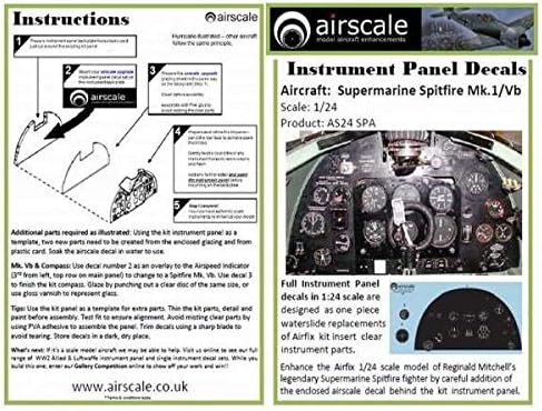 Airscale 1/24 Ölçekli Spitfire Gösterge Paneli Çıkartması AS24SPA