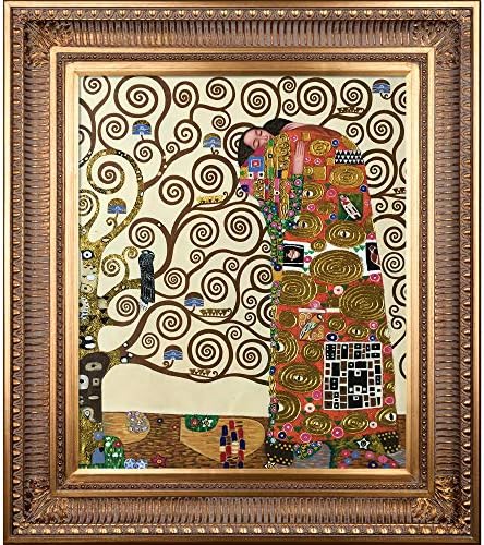 La Pastiş Gustav Klimt'in Altın Sedef Çerçeveli Metalik Süslemeli Sanat Eserini Kucaklayın