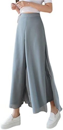 Maiyifu-GJ kadın Geniş Bacak Şifon Elbise Pantolon Yüksek Bel Zarif Geniş Bacak Pantolon Rahat Elastik Bel Flowy Flare Pantolon