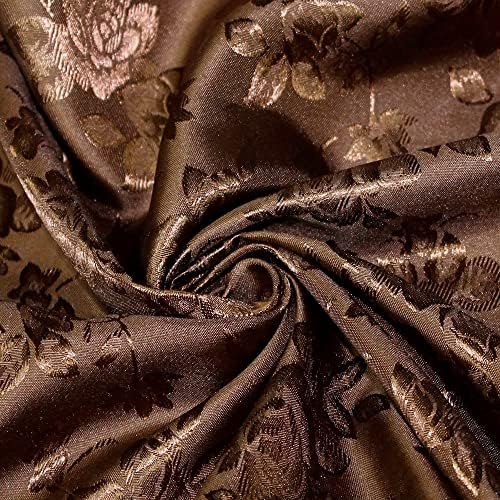 Yeni Kumaşlar Günlük Kayla Koyu Kahverengi Polyester Çiçek Jakarlı Brokar Saten Kumaş Yard tarafından - 10004, 5 Metre (58x180)
