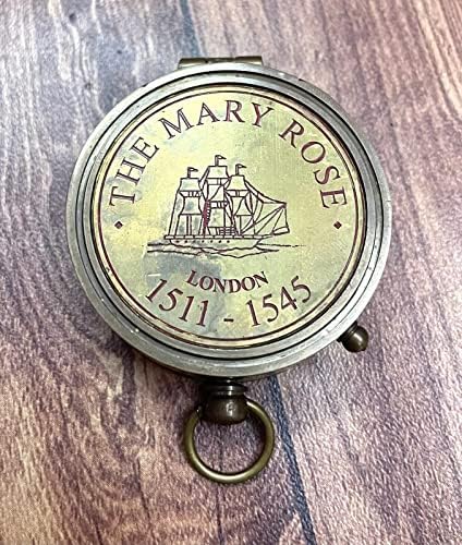 Pusula Pirinç Basma Düğmesi Denizcilik Mary Rose Cep Denizcilik Çalışma Pusulası Londra Macera Yürüyüş hayatta kalma aracı