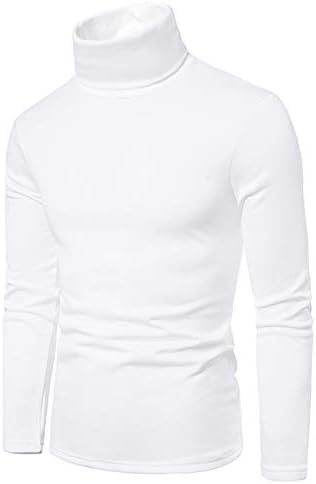 BEUU erkek Slim Fit Temel Termal Balıkçı Yaka T Shirt Düz Renk Rahat Pamuklu Örme Kazak Kazak Üstleri T-shirt veya Takım