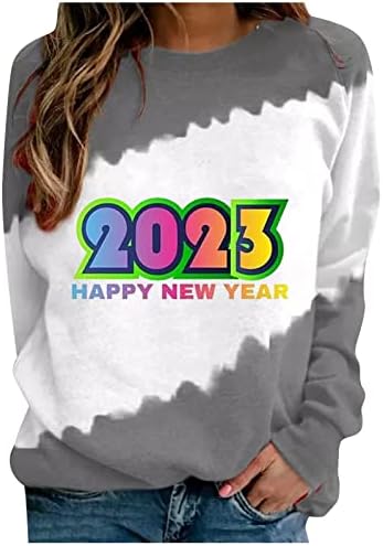 Oplxuo 2023 Kadınlar için Yeni Yılınız Kutlu Olsun Kazak, Yeni Yıl Gömlek Moda Disko Topu Kazak, 2023 Kazak Üstleri, 2023