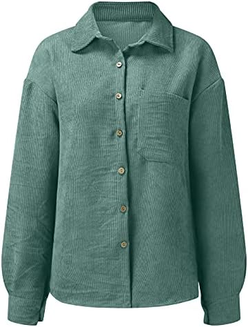 ıCODOD Shacket Ceket Kadın Flanel Ceket Uzun Kollu Gömlek Düğmesi Hırka Bluz Yaka Yaka Güz Ceketler Kadınlar için
