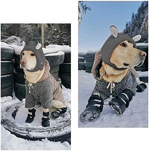 XLYBSST Suya Dayanıklı köpek çizmeleri Kar köpek çizmeleri Sıcak Astar Kaymaz Kauçuk Taban Kar Kış için, 4 ADET (Siyah, XS)