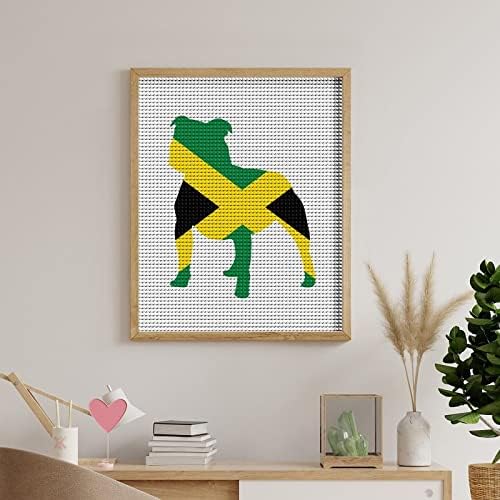 Pitbull Jamaika Bayrağı Elmas Sanat Boyama Yuvarlak Tam Matkap Resim Duvar Ev Yatak Odası Dekorasyon için (Çerçeve Olmadan)