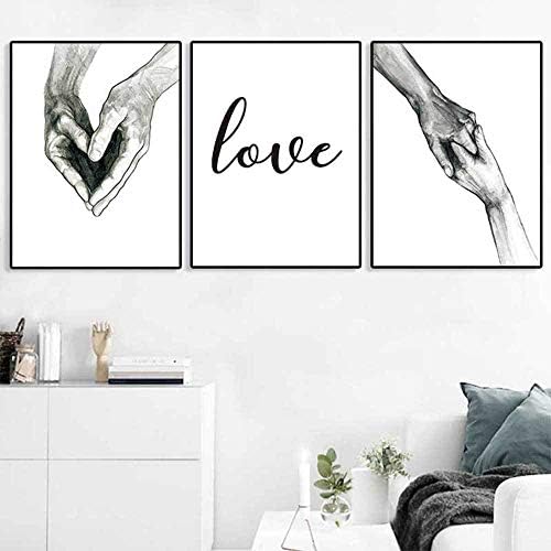 3 Set(8x10) iskandinav Tarzı Siyah ve Beyaz Sanat Aşk El-boyalı Tuval Boyama Oturma Odası Çalışma Dekoratif Boyama Çekirdek