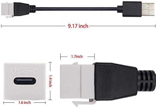Poyıccot USB C Keystone Kablosu, USB 2.0 A Erkek USB3.1 Tip-C Keystone Jack Dişi M/F Pigtail Uzatma Duvar Plakası Konnektörleri