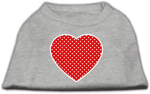 Kırmızı İsviçre Nokta Kalp Tasarım Baskı Köpek Gömlek Gri XL (16)