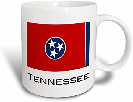 3dRose Tennessee Eyalet Bayrağı İki tonlu Kupa, 11 oz, Kırmızı / Beyaz