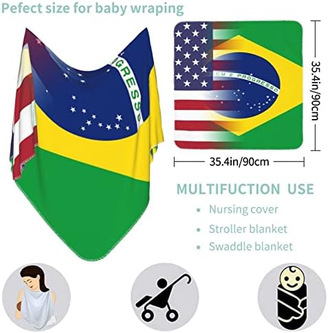 Amerikan Bayrağı ve Brezilya Bayrağı Bebek Battaniyesi Alma Battaniye Bebek Yenidoğan Kundak Örtüsü Wrap