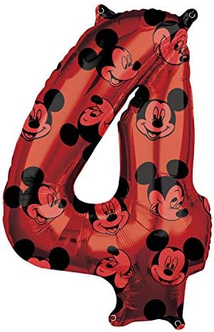 Amscan Anagram 4013401-Disney Mickey Mouse 4 Numaralı Folyo SuperShape Balon - 26 İnç