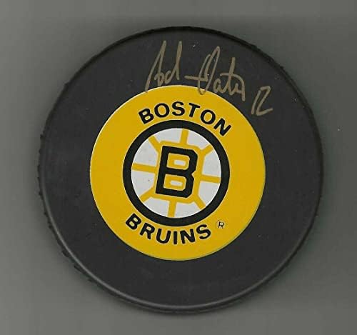 Adam Oates, Boston Bruins Trench Resmi Oyun Diskini İmzaladı - İmzalı NHL Diskleri