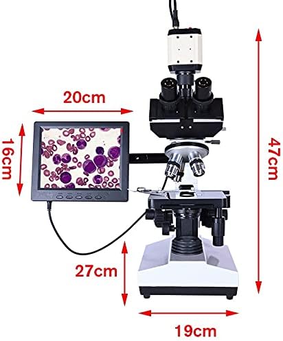 RTHUUW Profesyonel Laboratuvar Biyolojik HD trinoküler Mikroskop Zoom 2500X + USB Elektronik Dijital CCD kamera + 8 inç LCD