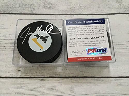 Joe Mullen Pittsburgh Penguins Hokey Diskini İmzaladı PSA DNA COA İmzalı a İmzalı NHL Diskleri
