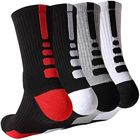 Xuanf basketbol çorapları 4 Paket Atletik Ekip Çorap Sıkıştırma spor çorapları Erkek Kız Erkek Kadın