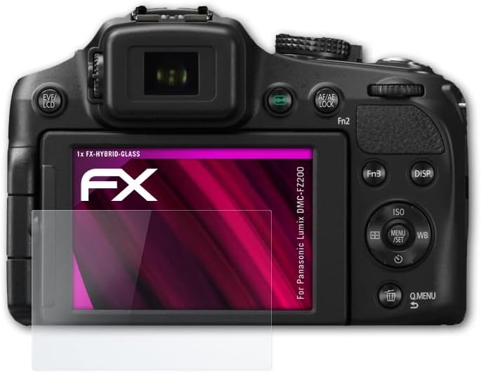 Panasonic Lumix DMC-FZ200 Cam Koruyucu ile Uyumlu atFoliX Plastik Cam Koruyucu Film, Plastikten 9H Hibrit Cam FX Cam Ekran