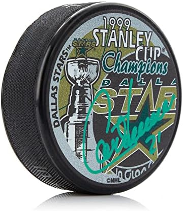 Guy Carbonneau Dallas Yıldızları İmzalı 1999 Stanley Kupası Diski-İmzalı NHL Diskleri