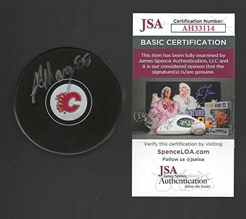 Andrew Mangiapane İmzalı Calgary Flames Diski JSA ORTAK İmzalı NHL Diskleri