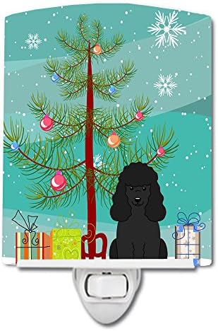 Caroline's Treasures BB4196CNL Merry Christmas Tree Fino Köpeği Siyah Seramik Gece Lambası, Kompakt, UL Sertifikalı, Yatak