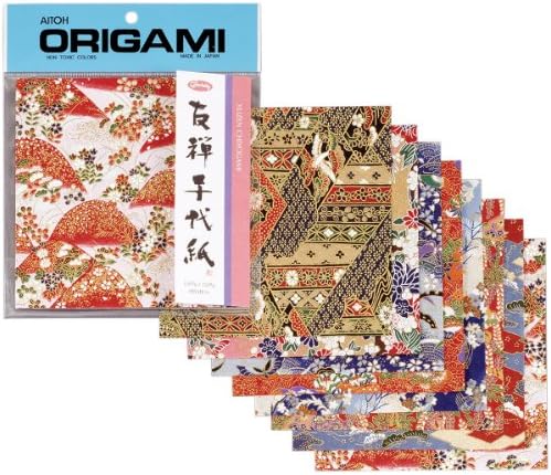 Aitoh Yuzen Washi Origami Kağıt, Kırmızı, 8'li Paket