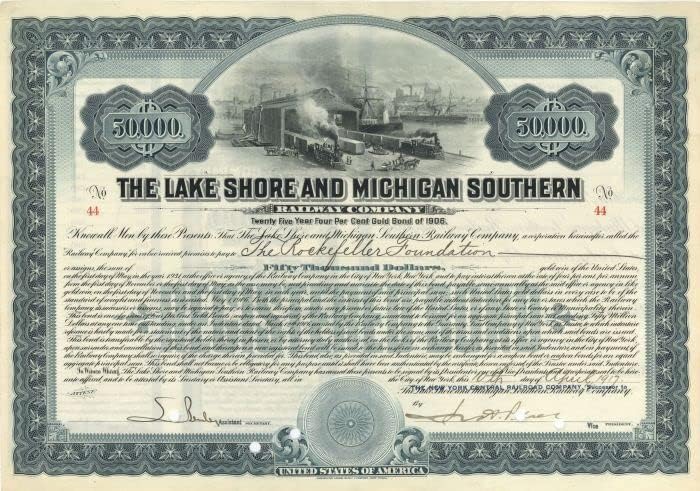 Göl Kıyısı ve Michigan Güney Demiryolu A. Ş. - 50.000 Dolarlık Tahvil