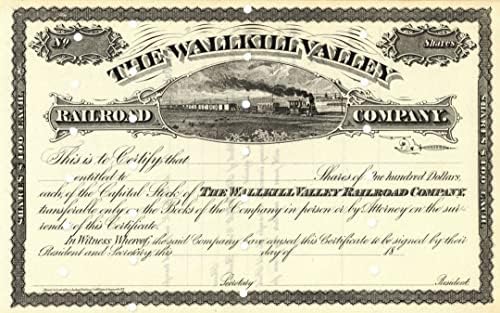 1870 tarihli Wallkill Valley Demiryolu-Yayınlanmamış Demiryolu Stok Sertifikası