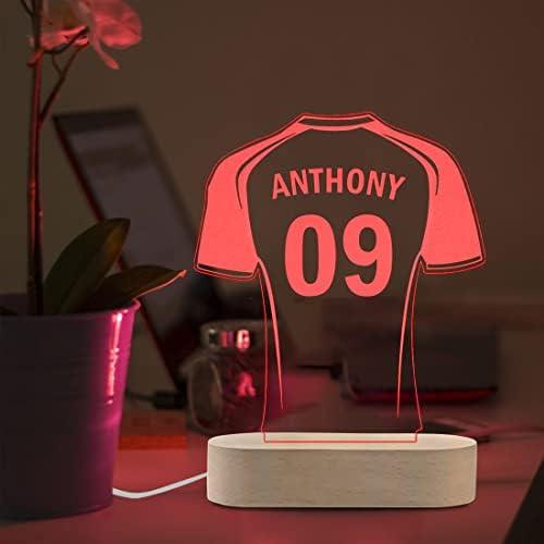 Kişiselleştirilmiş futbol forması akrilik burcu özel ad numarası plak futbol LED gece ışık ile 7 renk değiştirme için genç