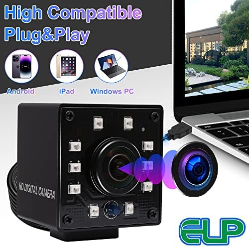 ELP 1080 P Gece Görüş USB Kamera ile Geniş Açı Balıkgözü Lens için Bilgisayar 2mp Mini IR Kızılötesi Kamerası UVC USB2.0